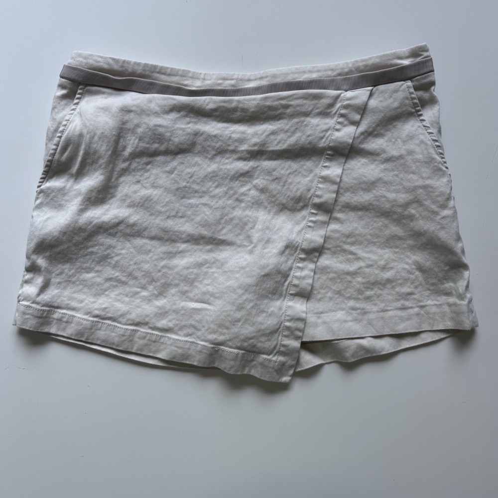 TIBI NEWโ YORK Linen Blend Skort Womens 29 White Skirt Short Cotton Stretch